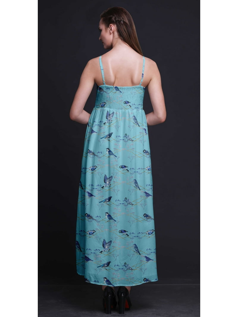 Bimba Bird Printed Adjustable Spaghetti Strap Long Maxi Dress Summer  Beachwear-XXX-Large - Walmart.com