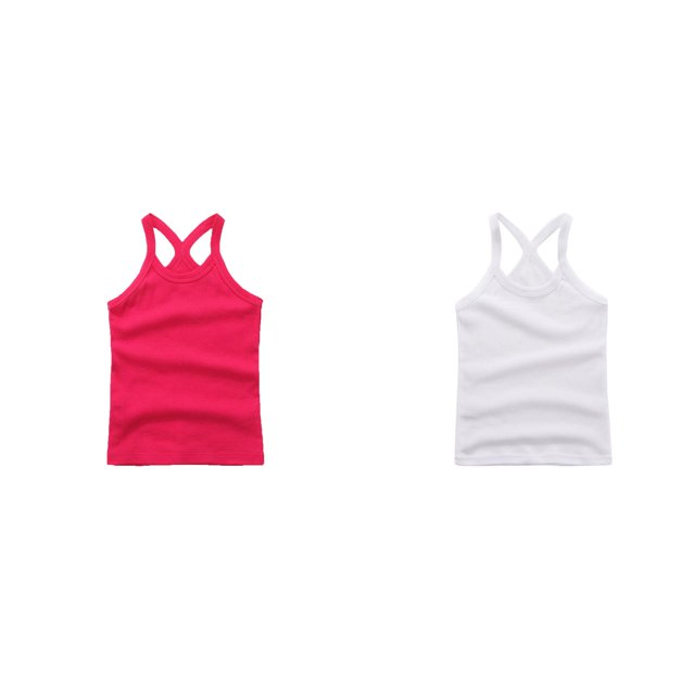 (2-Pack) Rinsvye Children Vest Sleeveless Undershirt Pure Tank Tops Girls Lightweight Breathable Summer