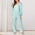 thumbnail image 2 of Pajama Sets for Women 2 Pcs, Blue Bright Button Down Long Sleeve Sleepwear Lounge PJ Sets, 2 of 6