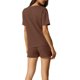 thumbnail image 3 of Conjuntos de lounge INSPIRE CHIC para mujeres, camiseta de waffle con pantalones cortos, ropa de casa, sudaderas jogger con bolsillos XS Café, 3 of 6