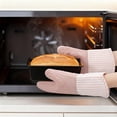 thumbnail image 5 of Unique Bargains 2pcs Soft Silicone Heat-Resistant Oven Mitts Lotus Root Pink 13.4" x 7.3", 5 of 7