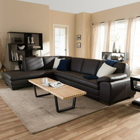 Baxton Studio Angela Dark Brown 2 Piece Leather Sectional Sofa Baxton Studio Angela Dark Brown 2 Piece Leather Sectional Sofa