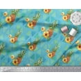thumbnail image 2 of Soimoi Blue Poly Georgette Fabric Triangle & Pine Fruits Decor Fabric Printed Yard 52 Inch Wide, 2 of 5