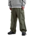 thumbnail image 2 of Men Wide Leg Cargo Pants Durable Twill Relaxed Fit Drawstring Outdoor Travel Trousers S-XL, 2 of 8