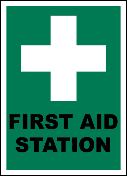 6 X FIRST AID STICKERS SIGNS 