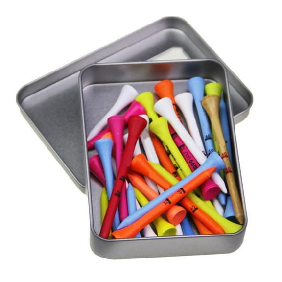 Necvior 1 Box Wood Golf Tees Multicoloured Golf Tees with Storage Case Multicoloured Golf Tees 42mm 70mm 83mm Golf Tees