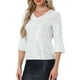 thumbnail image 4 of Top de lentejuelas INSPIRE CHIC para mujer con mangas de campana 3/4, escote en V, metálico, brillante y con purpurina, blusa de fiesta S plateada, 4 of 6