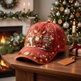 thumbnail image 6 of GrmtClth Snowman Christmas Baseball Cap Printed Trucker Hat Cute Winter Holiday Costume Accessory Adjustable Red Dad Hat for Adults Festival Wear, 6 of 7