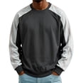 thumbnail image 2 of LODIENY Men Fall Crew Neck Sweatshirts Raglan Long Sleeve Color Block Casual Shirt Classic Fit Casual Fashion Athletic Shirts Gray M, 2 of 5