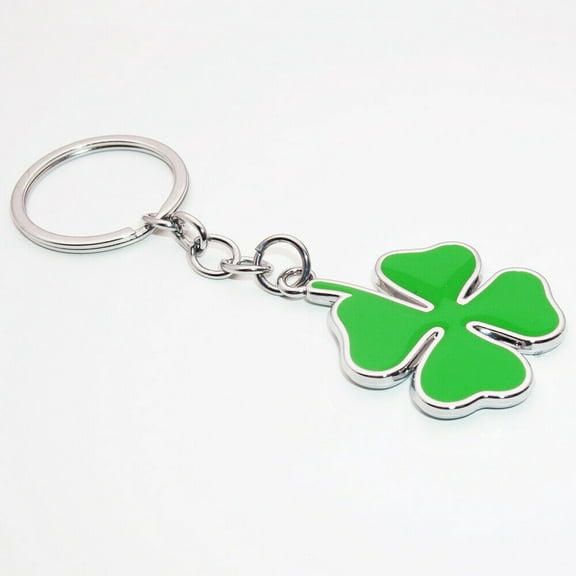 Quadrifoglio Portafortuna Lucky Four-leaf Clover Car Keychain Ring Decoration Gift Emblem