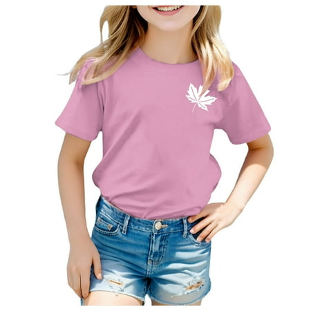 

Children Shirts Girls Summer Short Sleeve Summer Crewneck Casual Fit Basic Personality Fashion Style Kids T-Shirts