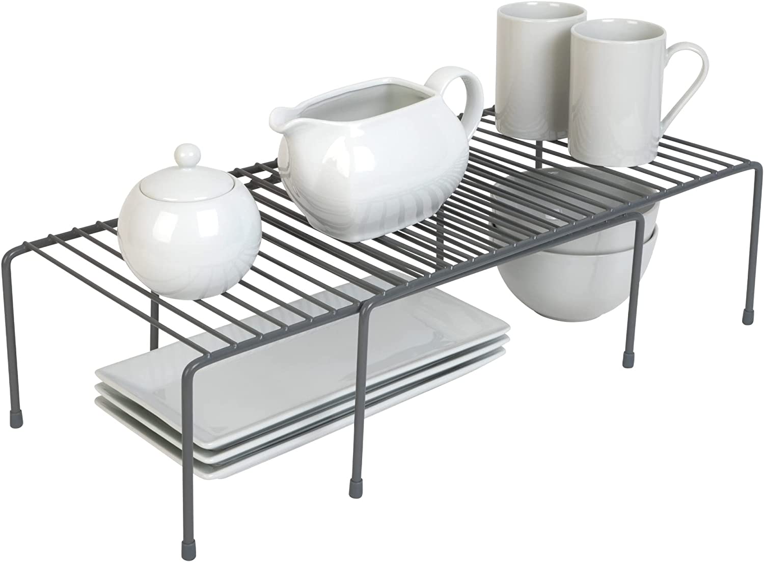 Smart Design Expandable Storage Rack 16 x 32.5 Charcoal Gray