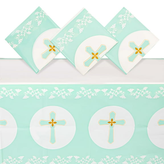 3 Pack Disposable Plastic Table Covers, Baptism Decorations, Easter Tablecloth (54 x 108 In)