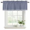 thumbnail image 2 of Farmhouse Navy Blue White Striped Valances for Windows, Decorative Rod Pocket Window Valance Curtains, Modern Stripes Short Curtain Drapes for Kitchen/Bathroom/Living Room, 2 Panels, 54" W x 18" L, 2 of 8