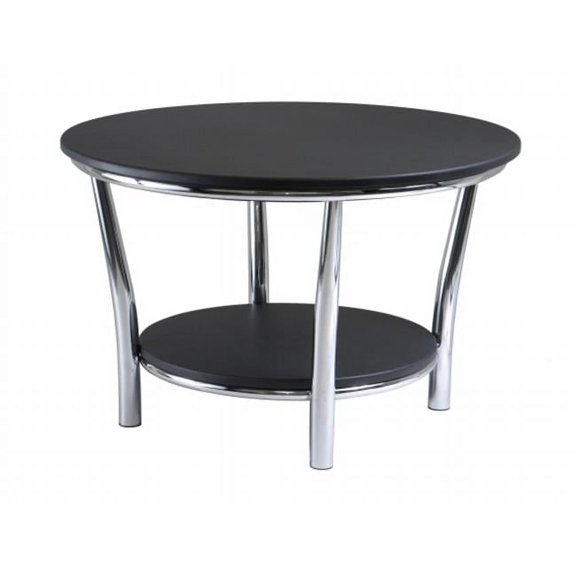 Maya Round Coffee Table Black Top Metal Legs
