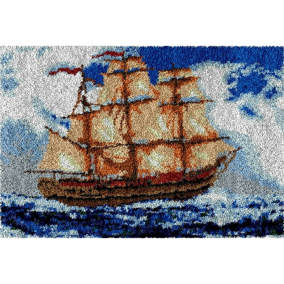 Rug Making Latch Hooking Kit,Sailboat Rug Making Latch Hooking Kit ,Creative Craft Home Decor Ideal for Learning Rug Making