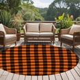 thumbnail image 5 of Round Area Rug 6ft,Fall Orange Black Plaid Washable Carpet Non-Slip Runner Accent Rugs Indoor Floor Mat for Bedroom Living Room Decor,Halloween Minimalist Buffalo Check, 5 of 9