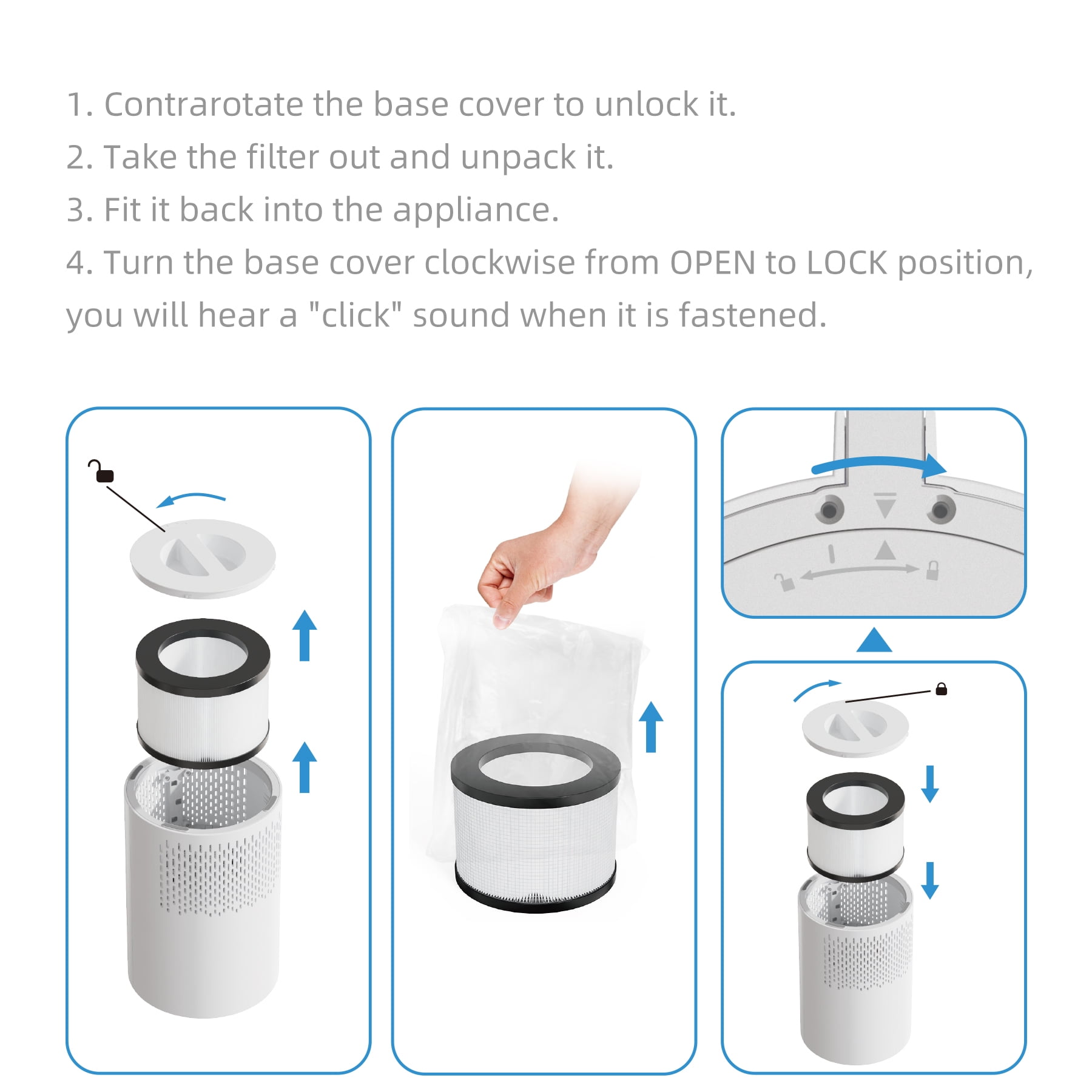 KLOUDIC DH-JH01 Air Purifier High Efficient HEPA Air Cleaner 99.9% Removal for Home ,White