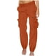 thumbnail image 1 of Puntoco Leggings De Trabajo De Color Liso Para Mujer, Pantalones Elásticos De Pierna Ancha Con Lazo En La Cintura, Cintura Baja Recta, Doble Botonadura, Naranja Xl, 1 of 7