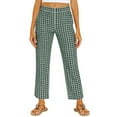 thumbnail image 2 of Wutalume Women's Checkered Straight Leg Pants - Elastic Waist Casual Trousers, Loose Fit Plaid Pattern for Daily Wear,Green M, 2 of 6