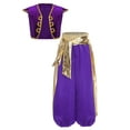 thumbnail image 3 of Eandarui Boys Kids 2Pcs Fairytale Arabian Prince Outfits Braided Trimming Vest and Bloomers Harem Pants Set Purple 16, 3 of 5