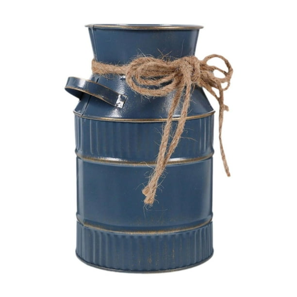 Jarrón de metal decorativo con diseño rústico retro, estilo bohemio, para cocina. Azul marino
