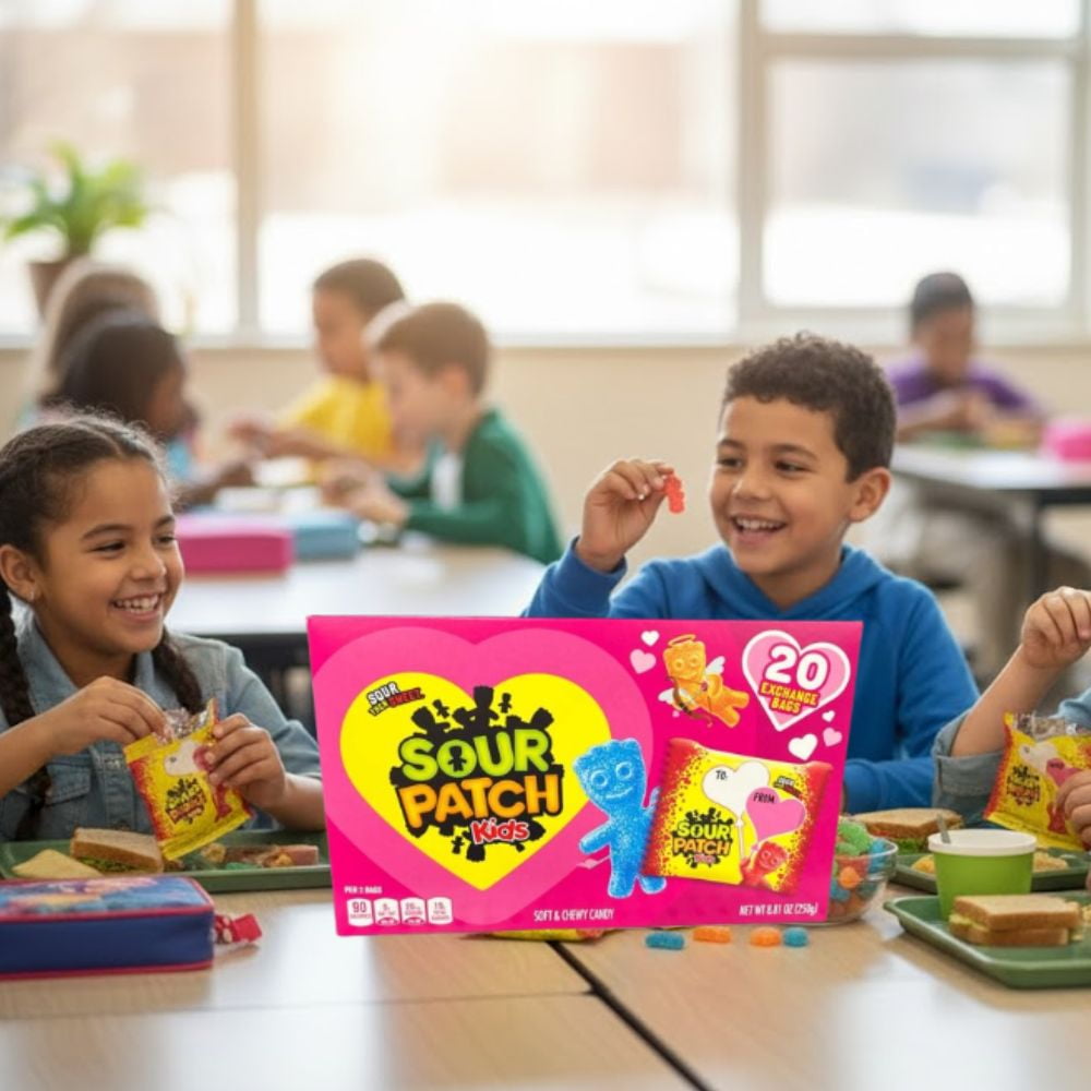 SOUR PATCH Kids Soft & Chewy Candy, Sour Then Sweet, 20 Exchange Bags, Net Wt 8.81 oz (250g), Individually Wrapped Candy Bags