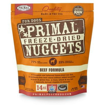 Primal Pet Foods Nuggets Grain-Free Beef Formula Freeze Dried Dog Food, 14