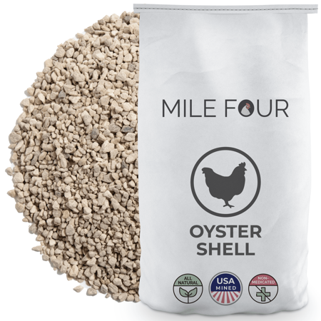 UPC: 0737488079623 | Mile Four | Oyster Shell for Strong Chicken Eggshells | 100% US Mined Limestone | Organic  Natural Crushed Oyster Shell Limestone for a Calcium Boost | Strong Eggshells & Healthier Chickens | 50 lbs.
