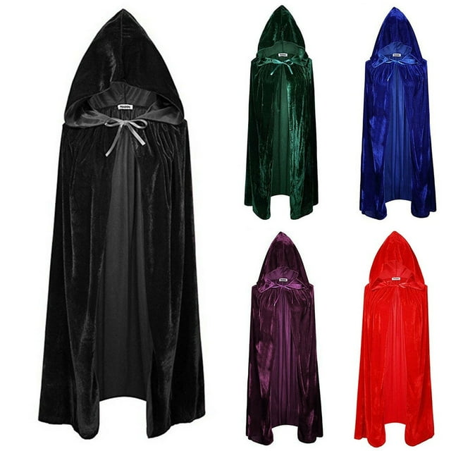 Unisex Cloak Long Velvet Cape Cosplay Costumes Black 66 inch