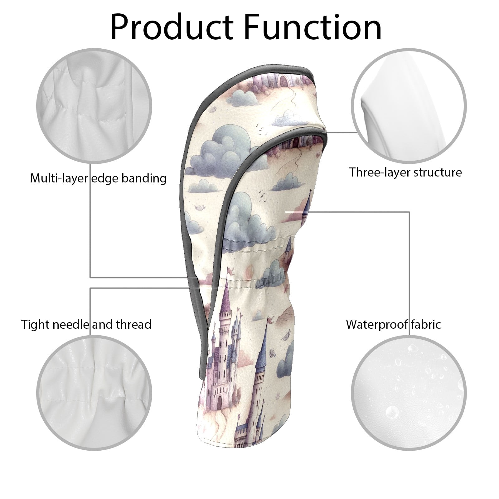 Golf Club Covers, LightGrayCastle Premium PU Leather Driver Hybrid Putter Head Covers with Velvet Lining, Waterproof Golf Gifts for Men Women