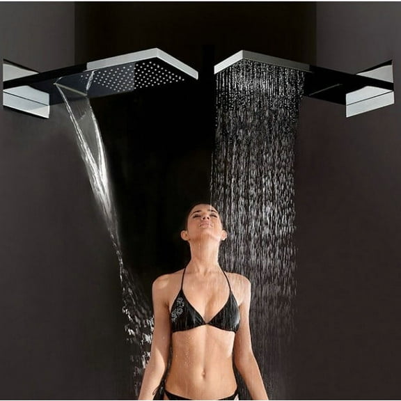 Juno Wall Mount Chrome Brass Waterfall Rain Shower Head
