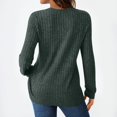 thumbnail image 4 of WTOBBY Women's T Shirt Tee Button Long Sleeve Daily Weekend Fashion Basic V-Neck Regular Top - Casual Comfort Wear with Button Detail for Stylish Outfits,Army Green L, 4 of 6