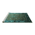 thumbnail image 2 of Ahgly Company Machine Washable Indoor Round Oriental Turquoise Blue Industrial Area Rugs, 6' Round, 2 of 4