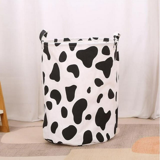 Laundry for Nursery Toy Storage Organizer in Home Closet - Hamper Laundry Room Baby Shelf with Round Cow Pattern