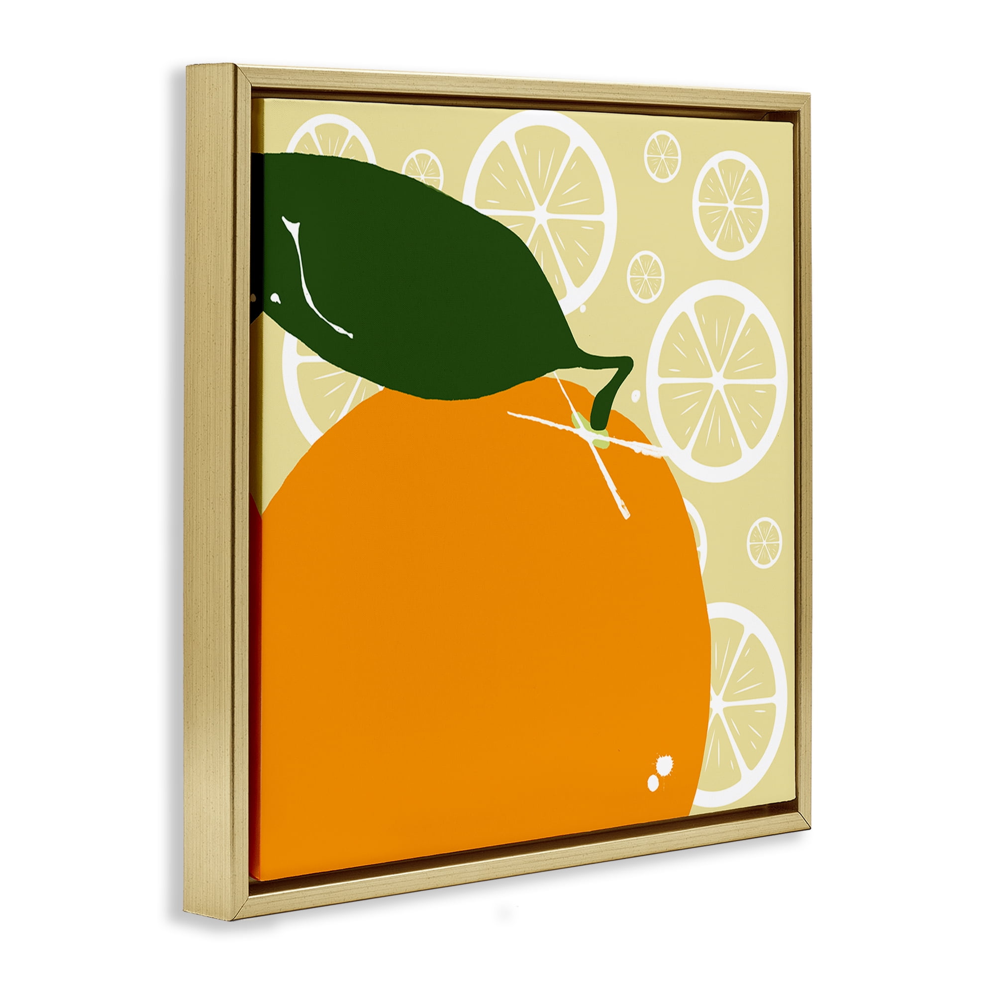 Stupell Industries Bright Orange Fruit Food & Beverage Painting Gold Floater Framed Canvas Art Print Wall Art, 25 x 25