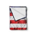 thumbnail image 2 of USA Soft Flannel Fleece Blanket, Fourth of July Independence Day Thatch Rattan Rippled Weave Bamboo Graphic Art, Cozy Plush for Indoor and Outdoor Use, 60" x 80", Navy Blue Red White, by Ambesonne, 2 of 5