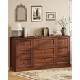 thumbnail image 2 of AOGLLATI Farmhouse 9 Drawers Dresser for Bedroom, 63" Wide Wood Rustic Chest of Drawers with Natural Texture, Vintage Design, Long Wide Storage Dresser for Bedroom, Oak Brown, 2 of 5