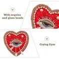 thumbnail image 3 of 2 parches bordados con forma de ojo llorón rojo para coser en ropa, 85 x 84 x 10 mm, con cuentas de vidrio perlado vintage, hechos a mano, de poliéster., 3 of 5