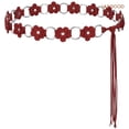 thumbnail image 7 of JASGOOD Womens Boho Braided Belt Western Cowgirl Flower Waist Belt for Dresses, Red, 190cm, 7 of 7