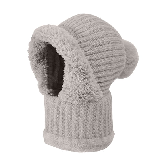 yocbz 3 in 1 Beanie Hat for Women, Hat with Scarf and Mask, Winter Warm Knitted Ski Scarf and Mask Set, Grey