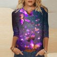 thumbnail image 2 of ZQGJB Cute Butterfly Print Shirts for Women Dressy Casual 3/4 Lenght Sleeve Round Neck Graphic T-Shitrs Top Loose Fit Comfy Tunic Tees Blouse Multicolor#18 XXL, 2 of 6