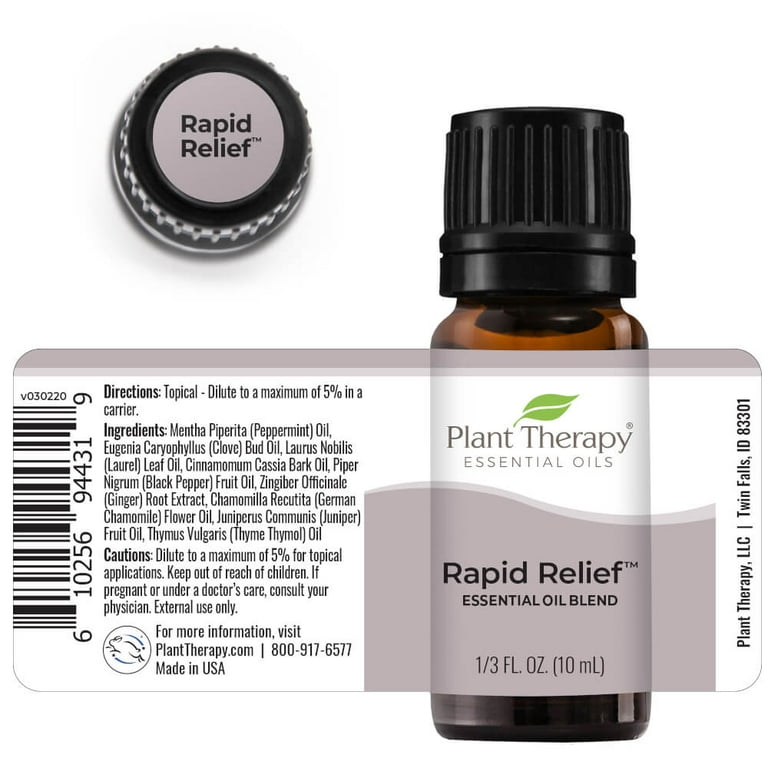 Plant Therapy Essential Oil | Rapid Relief Synergy | Pain and Soreness Blend | 100% Pure, Undiluted | 10 ml (1/3 oz)