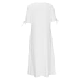 thumbnail image 4 of ZEHJUHAN Women's V-Neck Maxi Dress Short Sleeve Lace Flowy Beach Sundress for Summer Special Occasions White，S, 4 of 14