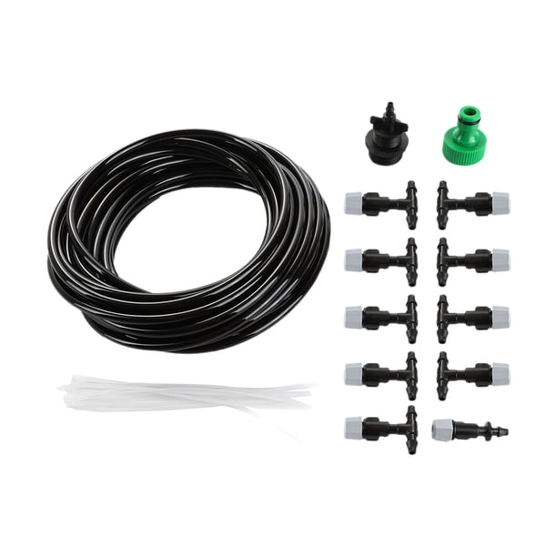 Kit de riego por nebulización DIY de 10 m (32,8 pies) con boquillas para manguera y conectores rápidos.