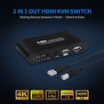 thumbnail image 2 of 2 en 1 Salida HDMI Conmutador KVM Pantallas duales Admite 4K 30Hz / Uso compartido de tecl Eccomum Interruptor HDMI, 2 of 6