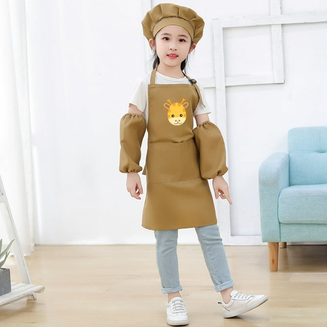 Girls Tops Tees & Shirts Kid Art Smock Apron Set With Sleeve And Hat Three Piece Childrens Designer Painting Aprons Smocks For Kids