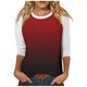 thumbnail image 1 of Camisas de Manga Corta para las Mujeres, 3/4 Manga Color Sólido Gradiente Impreso Cuello Redondo Casual Top Hecho de Tejido Súper Suave, Blusas de Manga Corta para las Mujeres, 1 of 5