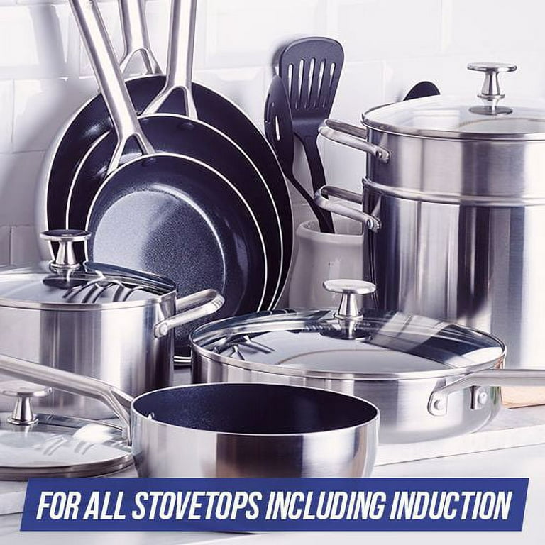 Blue Diamond Tri-Ply Stainless Steel Ceramic Nonstick 15 piece Cookware Set  CC004822-001 - The Home Depot