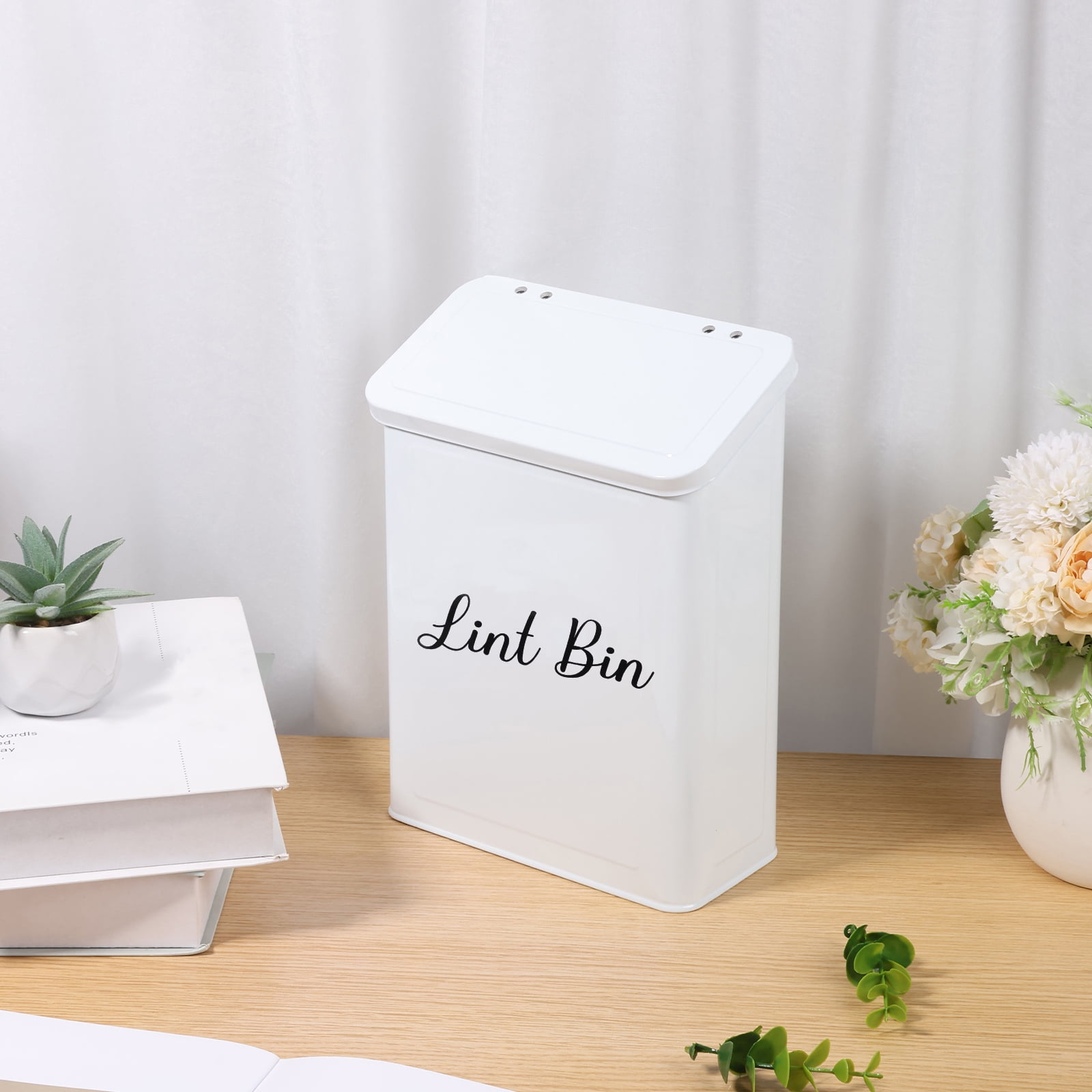 Threns Magnetic Lint Bin Holder with Lid Multipurpose Lint Storage Box Space Saving Container for Laundry Room Organization Decor